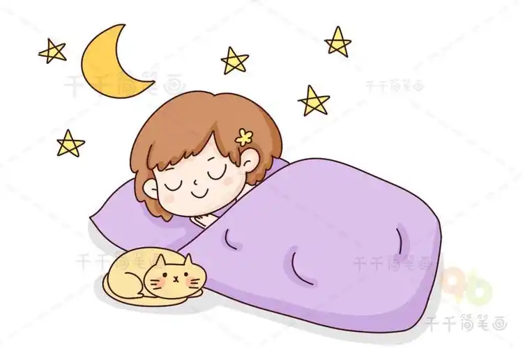 治愈系女孩简笔画愿你的梦里都是星星