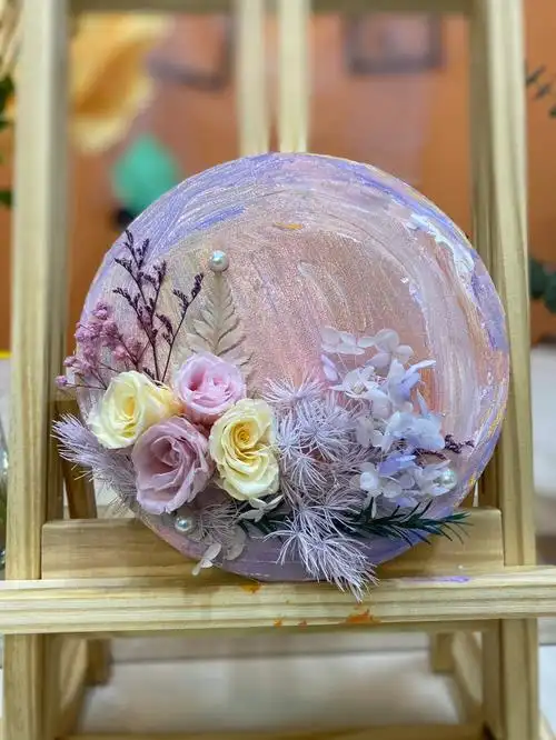 干花77油画的组合漂亮小姐姐的色彩搭配很好看永生花的搭配也很完美