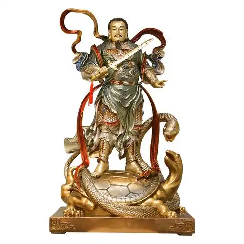台湾铜雕武当山真武大帝神像供奉道教玄武祖师爷真武祖师铜像摆件