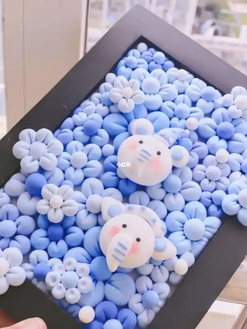 手工粘土大象相框粘土