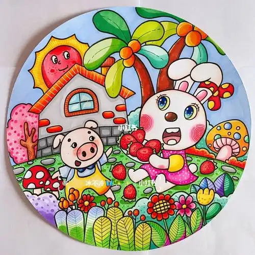 儿童画马克笔吃草莓