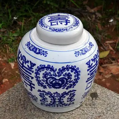 骨灰坛罐 陶瓷 实木