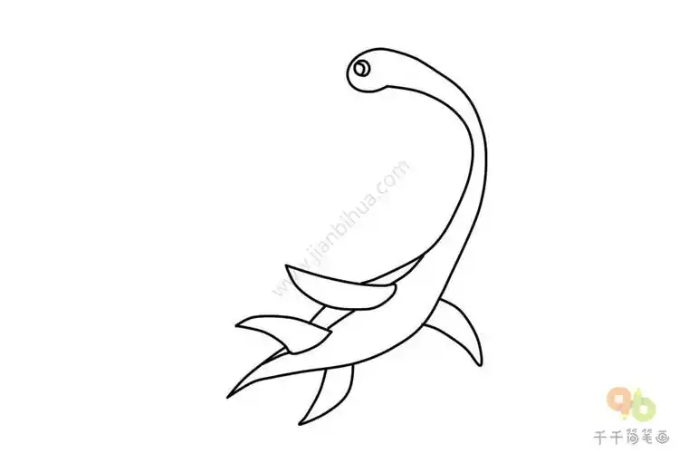 颈部很长的蛇颈龙简笔画