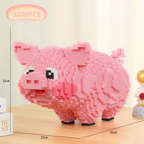 新铠阳钻石拼插小颗粒拼装积木拼图礼物微型益智玩具猪年生肖猪可爱