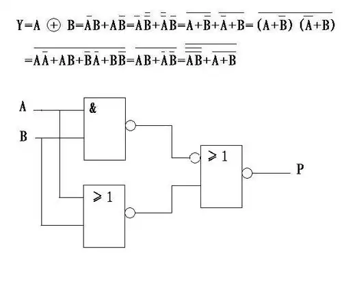 数字逻辑中,用或非门,与非门实现异或门,即74ls00,74ls32这两个原件
