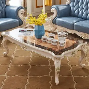 羽居 欧式茶几简约实木雕花高档大小户型客厅田园咖啡桌边桌美式别墅