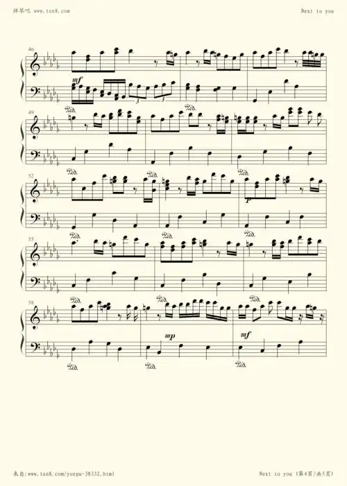钢琴谱nexttoyou