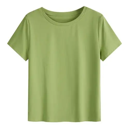 白色短袖t恤女薄款宽松夏季2021年新款v领体恤浅绿色短款方领上衣
