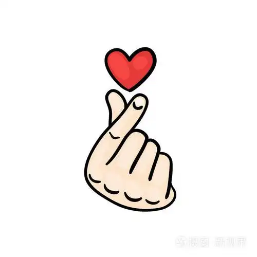 韩国手指心我爱你朝鲜文字.矢量图.韩国符号手心里,爱的手势消息