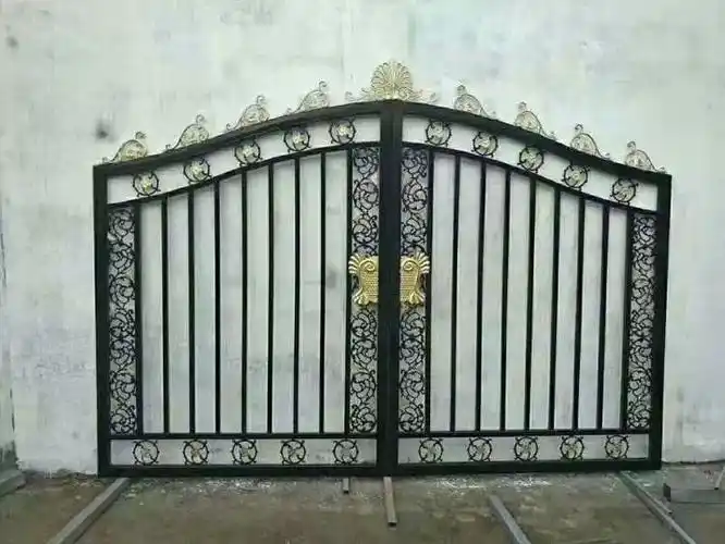 铸铁铁艺大门多钱一平方米别墅庭院防盗双开古铜色铁艺大门小区防锈铁