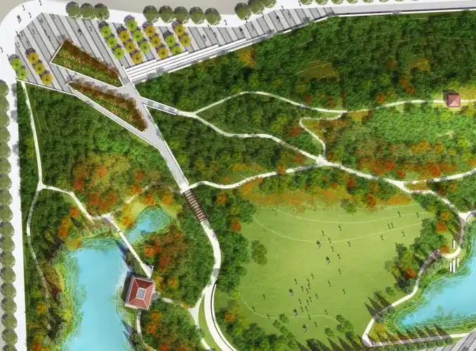 景观设计丨滨水公园湿地公园丨ps彩平总图