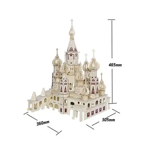 椴木3d立体拼图 木制puzzle toy 儿童手工diy玩具热卖 俄罗斯古堡