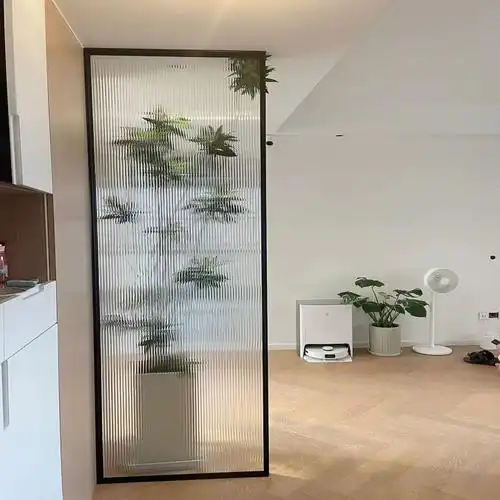定制长虹玻璃隔断屏风玄关客厅超白条纹瓦楞波浪压花卫浴钢化玻