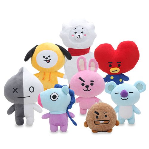 bt21防弹少年团毛绒公仔bts毛绒兔子爱心rj chimmy koya 玩偶礼物