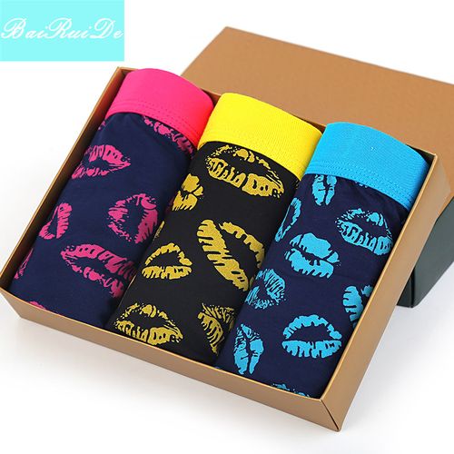 【天天特价】 男士内裤莫代尔无痕纯棉u凸唇印口红个性感平角透气