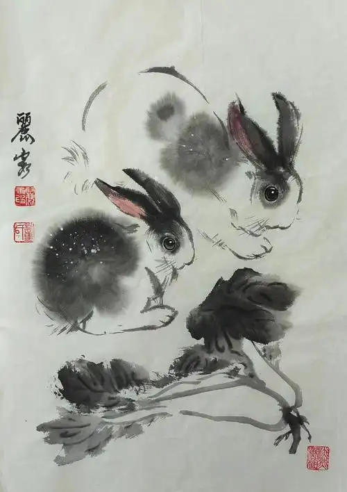 玉兔献瑞 国画贺岁--董丽霞老师生肖画作品赏析|吉祥如意|生肖兔|兔子
