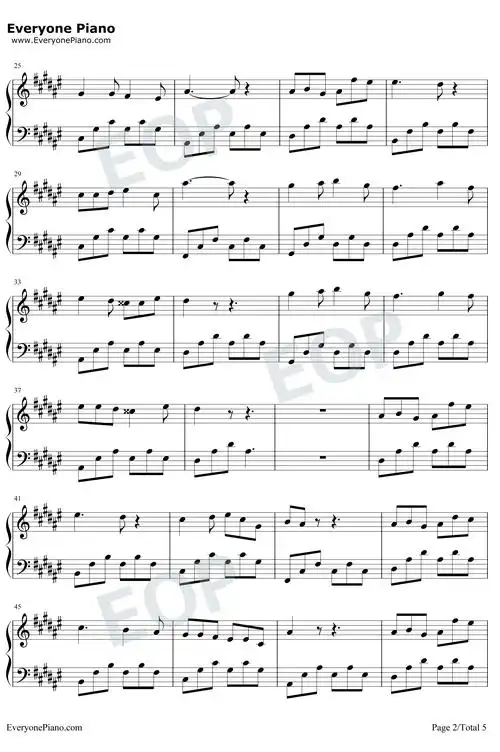 只要平凡钢琴谱_张杰/张碧晨_我不是药神主题曲