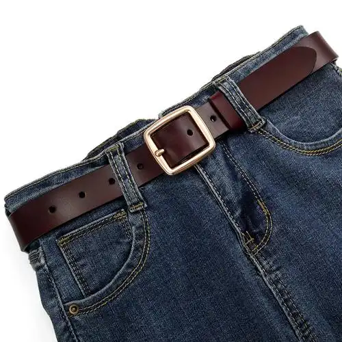 女士真皮皮带ins风简约百搭装饰腰带牛皮时尚韩国宽休闲牛仔裤带