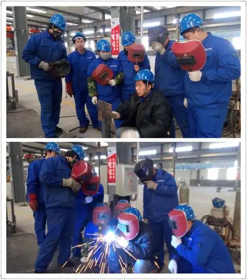 全体参培人员在培训教师郭伟的带领下在大辽环境生产车间进行了焊工