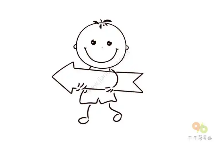 指路的小男孩简笔画这边走