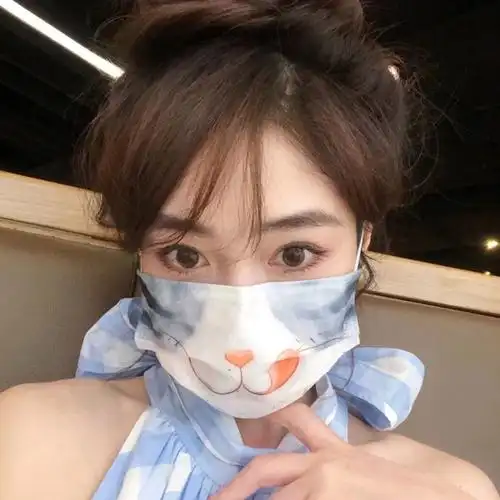 可爱猫咪腮红口罩furry控卡通动物印花可爱高颜值少女生成人口罩