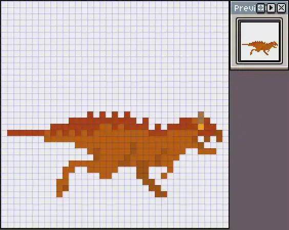 手绘像素画图案简单可爱的恐龙