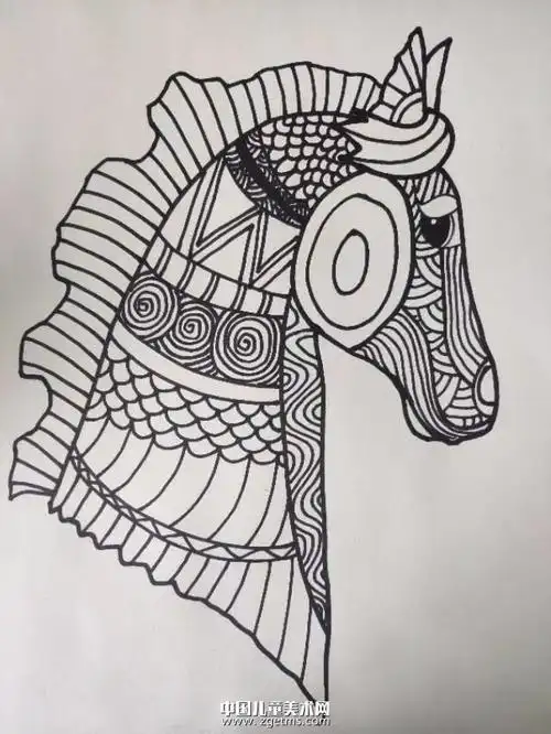 马头-创意儿童线描画
