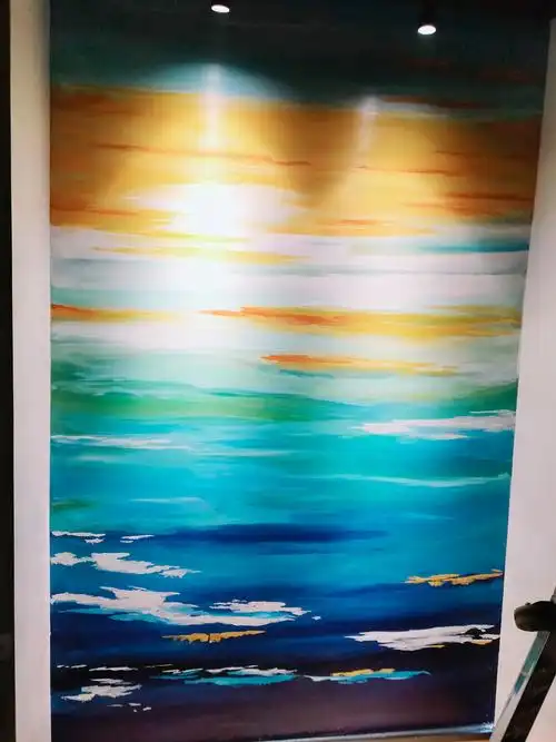 酒吧墙绘简约山水墙绘抽象艺术墙绘