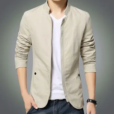 外套男春秋薄款纯棉简约男人青年显年轻夹克衫上衣工作上班休闲装