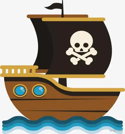 航行的海盗船png素材透明免抠图片-其他元素