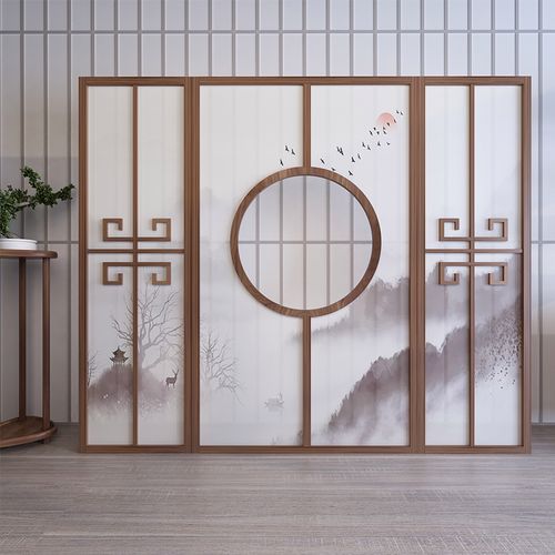 中式实木屏风隔断镂空异形座屏客厅玄关酒店座屏