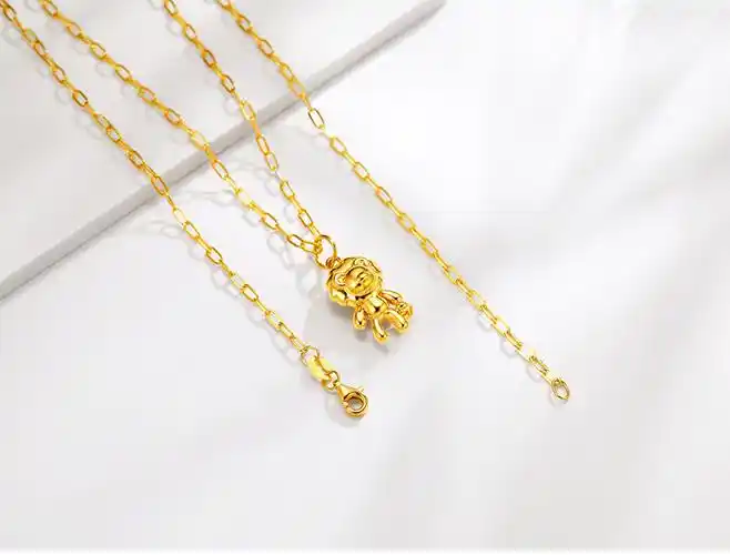 老凤凰同款黄金狮子吊坠 5d硬金ins风卡通呆萌狮挂坠亮面无氰小狮子