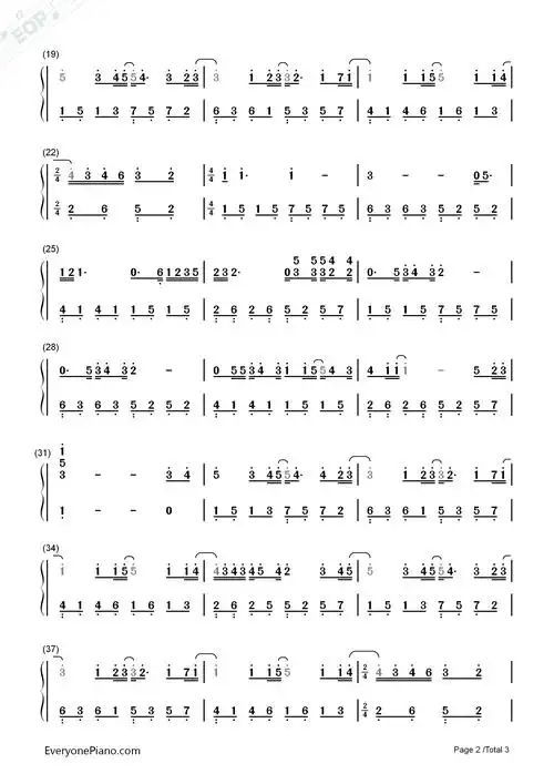 忽然之间双手简谱预览2