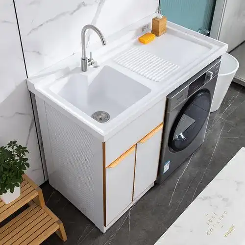 洗衣滚筒洗衣机一体阳台池岩台盆浴室柜组合太空浴室柜