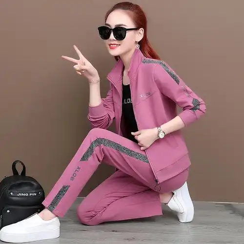 361运动服套装秋女士休闲服外套品牌时尚三件套t恤青年跑步服卫衣