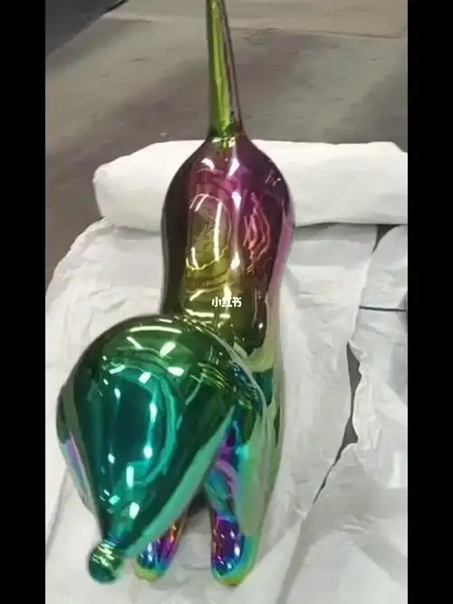 电镀七彩颜色不锈钢腊肠犬 手工打磨镜面