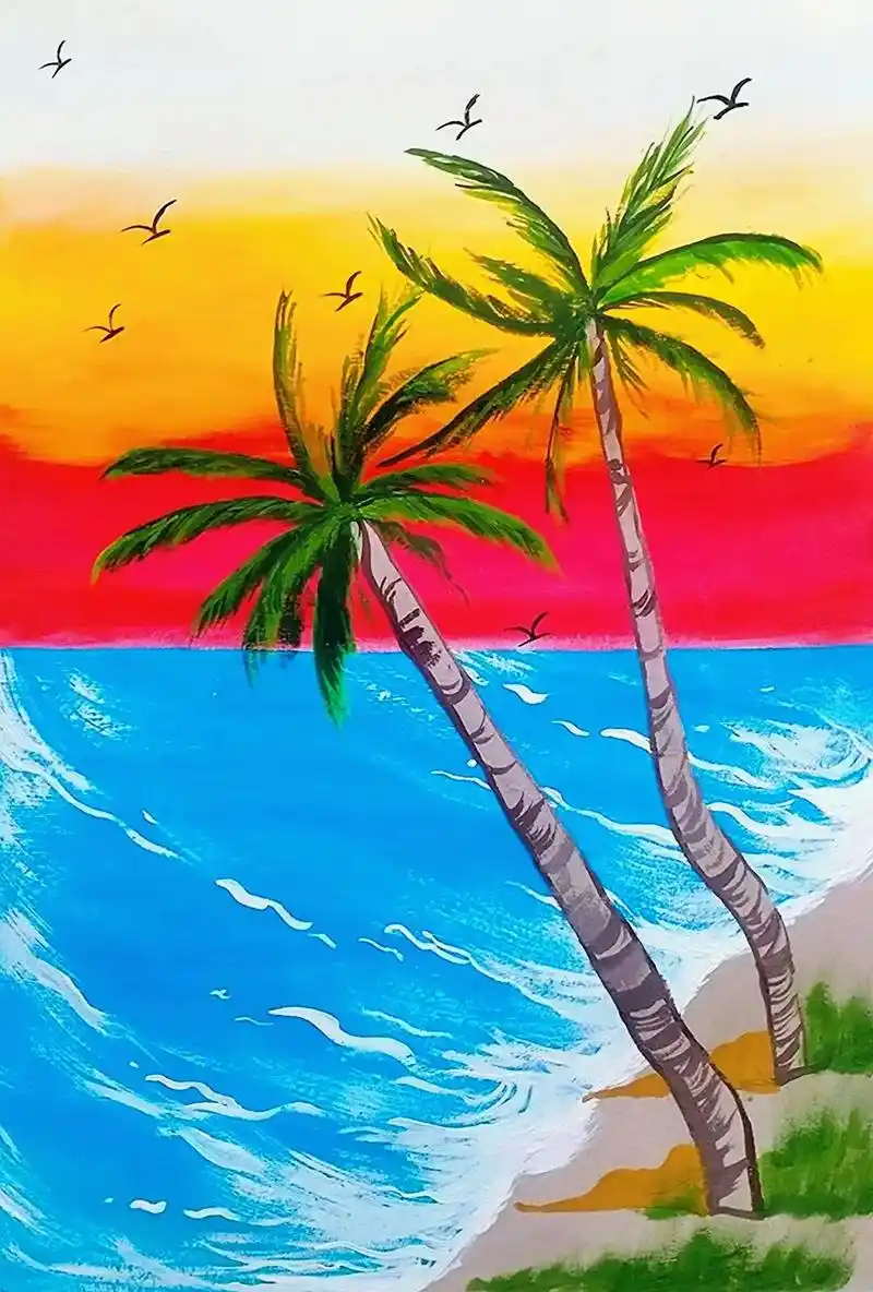 水粉画 #绘画 #椰子树 #畫 #未来 - 抖音