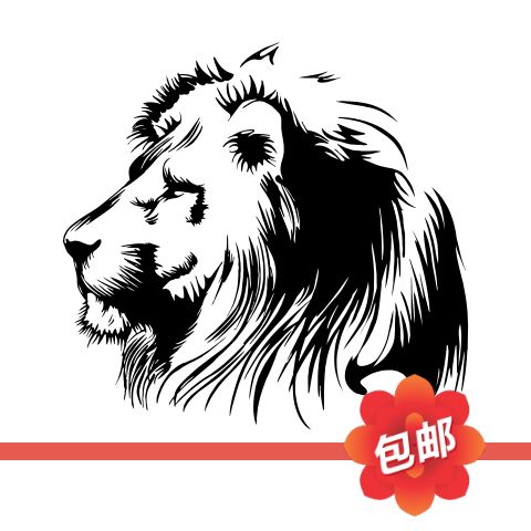 雄狮狮子头像墙贴画手绘背景创意酒吧ktv玻璃镂空装饰自粘墙贴纸