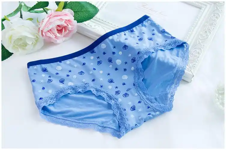 正品蝶安芬女士内裤莫代尔中腰透气海军条纹平脚裤礼盒装包邮代发