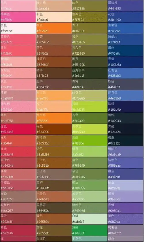 中国古典颜色名称对照表