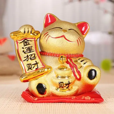 礼之源金色招财猫摆件 金猫陶瓷存钱储蓄罐 家居装饰商铺开业礼品