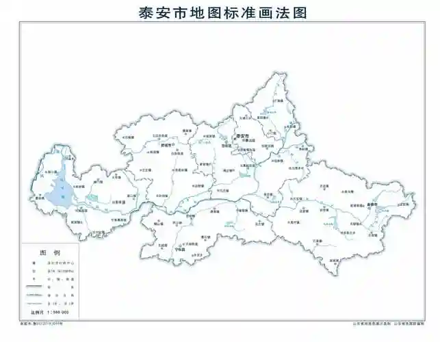 泰安地图 山东省泰安市地图 标准画法图 2019年