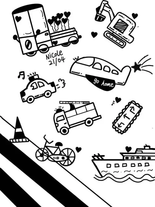 一颗橘子手绘打卡day4交通工具