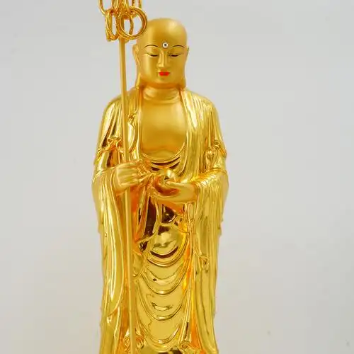 【摆件】纯铜地藏王佛像站像 家用贴真金地藏菩萨摆件 九华