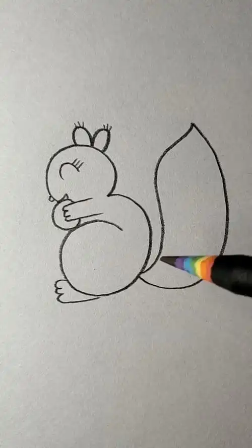 简笔画#33画小松鼠,真的很简单学会!
