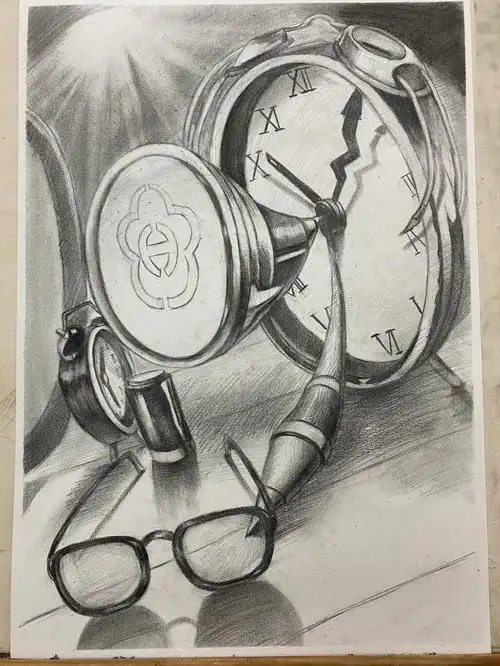 眼镜#川美设计  #画画  #考研打卡  #素描静物  #设计素描  #创意素描