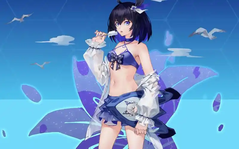 崩崩崩同人 希儿泳装海滩 高漫手绘板绘画过程