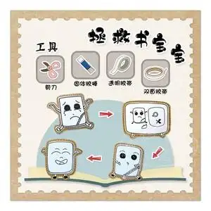 幼儿园阅读语言区主题墙环创图书修补制作标点符号书发展演变公约