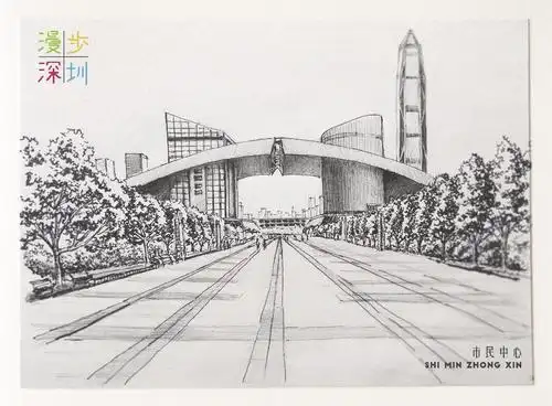 美丽的深圳简笔画