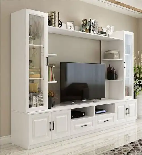 客厅背景墙 储物柜简约现代电视柜书柜组合墙柜小户型展示柜